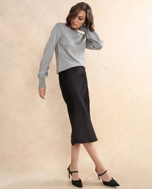 Rareism Women Adiyaman T Grey Plain Sweater