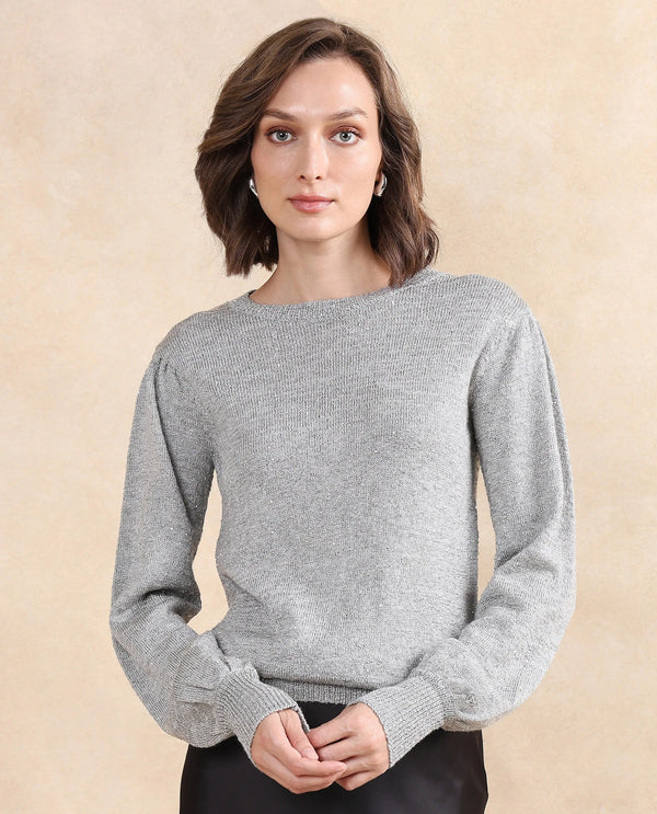 Rareism Women Adiyaman T Grey Plain Sweater