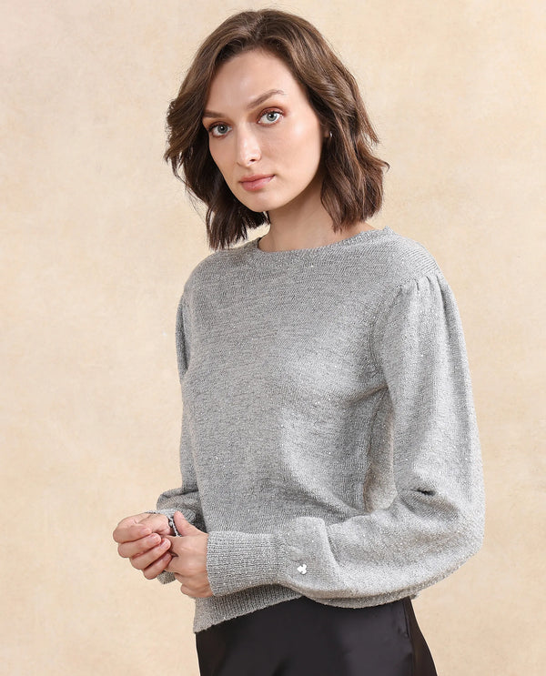 Rareism Women Adiyaman T Grey Plain Sweater