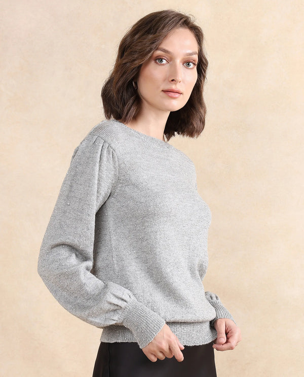Rareism Women Adiyaman T Grey Plain Sweater