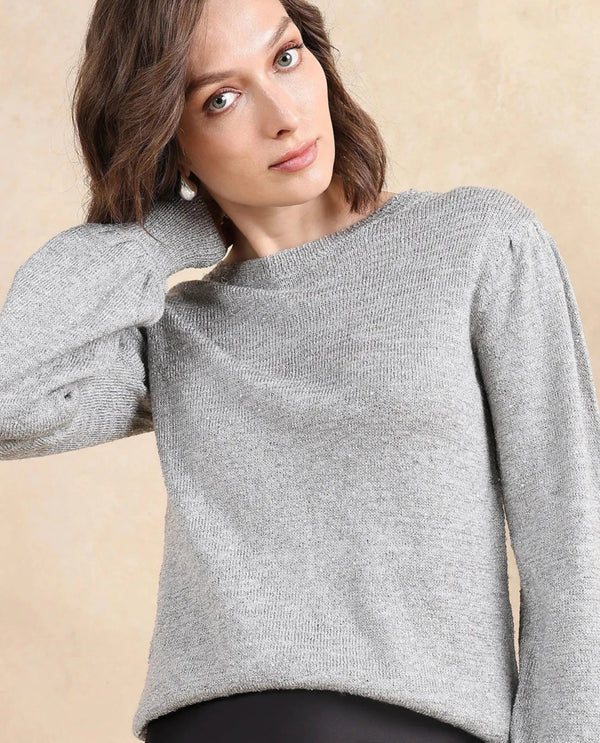 Rareism Women Adiyaman T Grey Plain Sweater