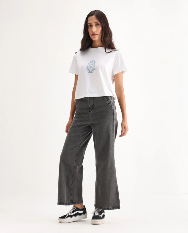 Rareism Women Adonis Black Cotton Lycra Fabric High Rise Solid Relaxed Fit Ankle Length Jeans