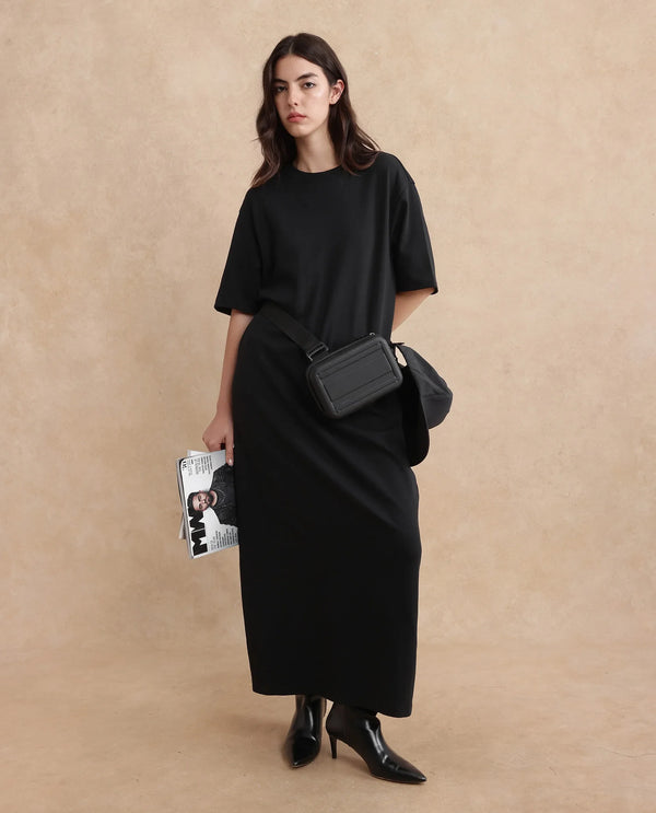 Rareism Women Afrinca Black Cotton Polyester Fabric Plain Dress