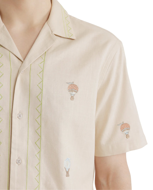 Rare Rabbit Men Albet Off White Cotton Fabric Plain Shirt
