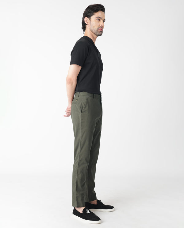 Rare Rabbit Men's Albion Green Mid-Rise Regular Fit Classic Check Trouser