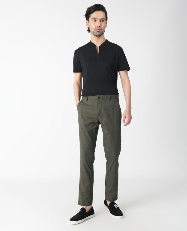 Rare Rabbit Men's Albion Green Mid-Rise Regular Fit Classic Check Trouser
