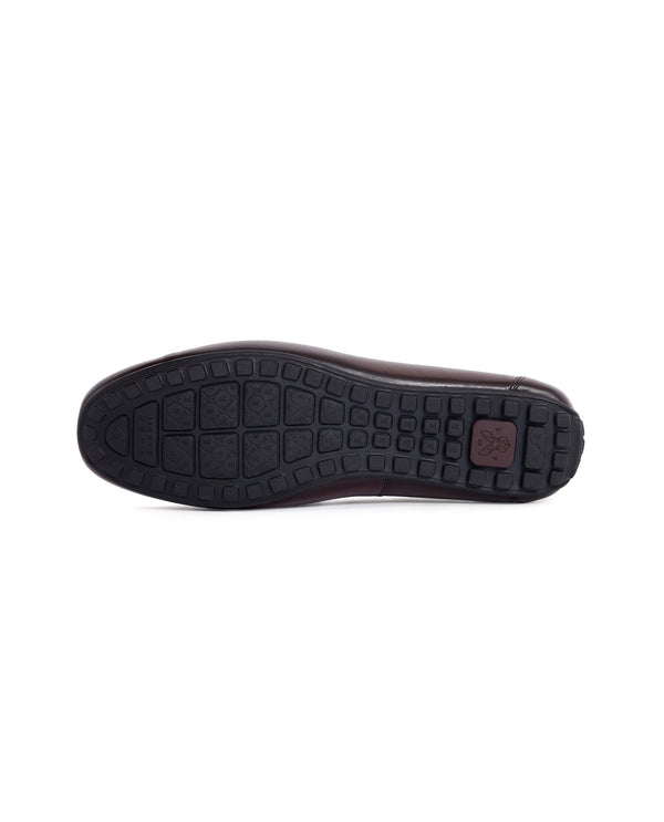 Rare Rabbit Men's Bold Burgundy Slip-On Monotone Genuine Leather Driver Moccasin