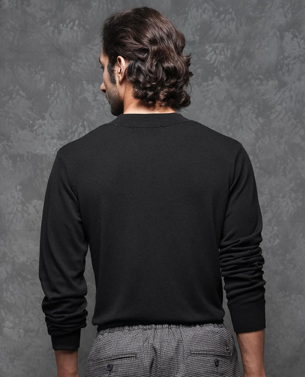 Rare Rabbit Mens Alfo 1 Black Sweater Viscose Nylon Fabric High Neck Knitted Full Sleeves Fitted