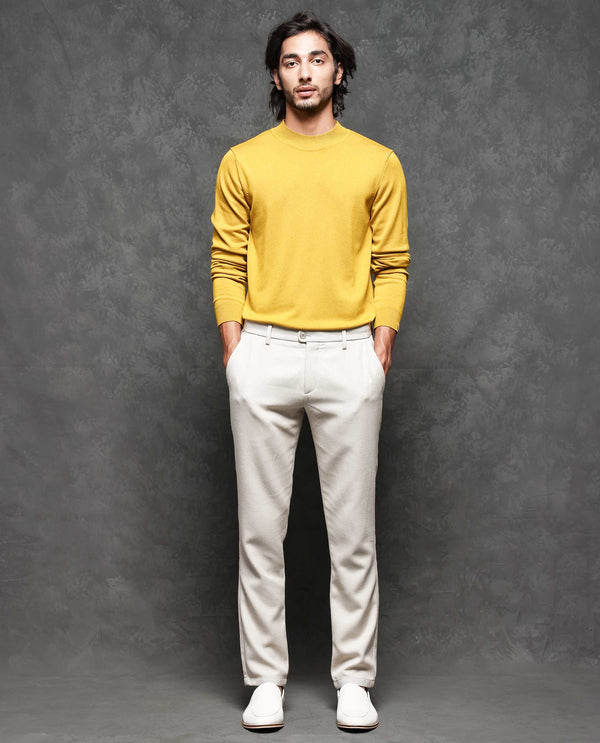 Rare Rabbit Mens Alfo 1 Mustard Sweater Viscose Nylon Fabric High Neck Knitted Full Sleeves Fitted