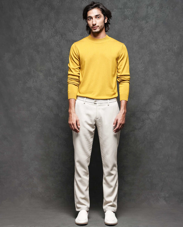Rare Rabbit Mens Alfo 1 Mustard Sweater Viscose Nylon Fabric High Neck Knitted Full Sleeves Fitted
