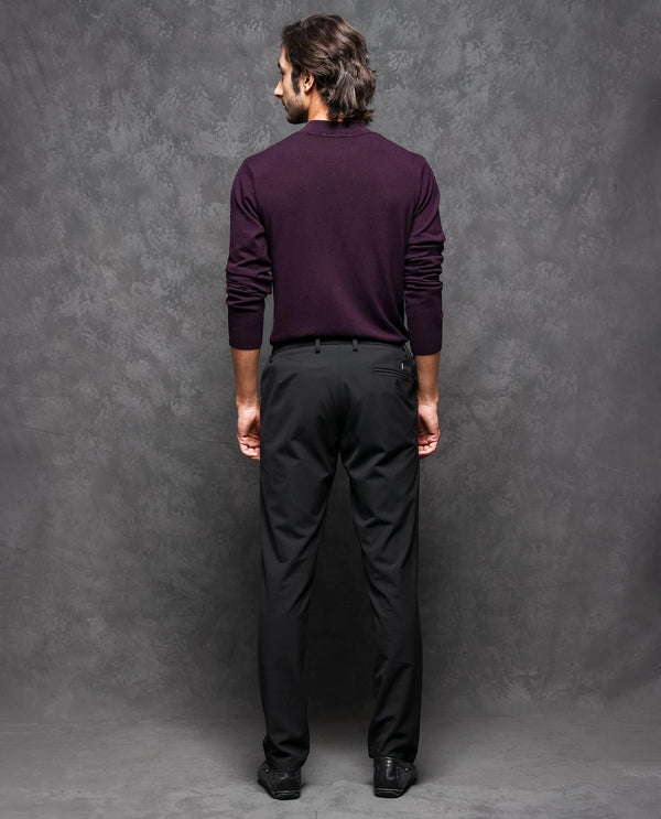 Rare Rabbit Mens Alfo 1 Purple Sweater Viscose Nylon Fabric High Neck Knitted Full Sleeves Fitted