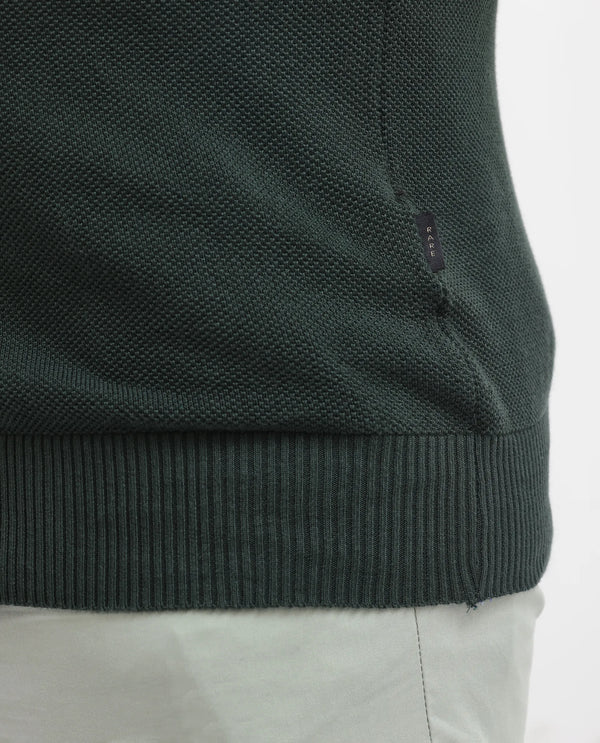 Rare Rabbit Men's Alias-N Dark Green Cotton Fabric Full Sleeve Regular Collar Knitted Shirt Plus Size