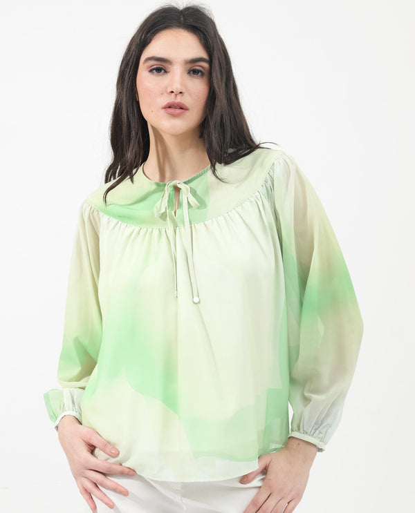 Rareism Women'S Alic Green Polyester Fabric Full Sleeve Round Neck Top