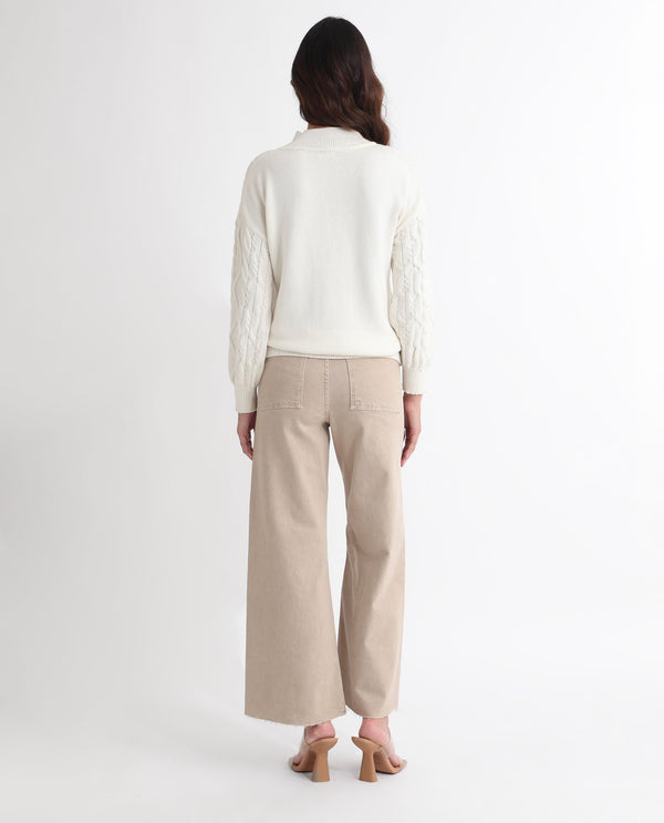 Rareism Women Allen Off White Cotton Fabric Full Sleeves Turtle Neck Regular Fit Plain Sweater