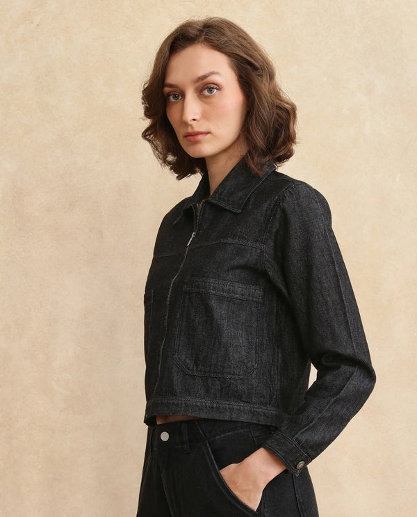 Rareism Women Allin Primary Black Full Sleeve Jacket