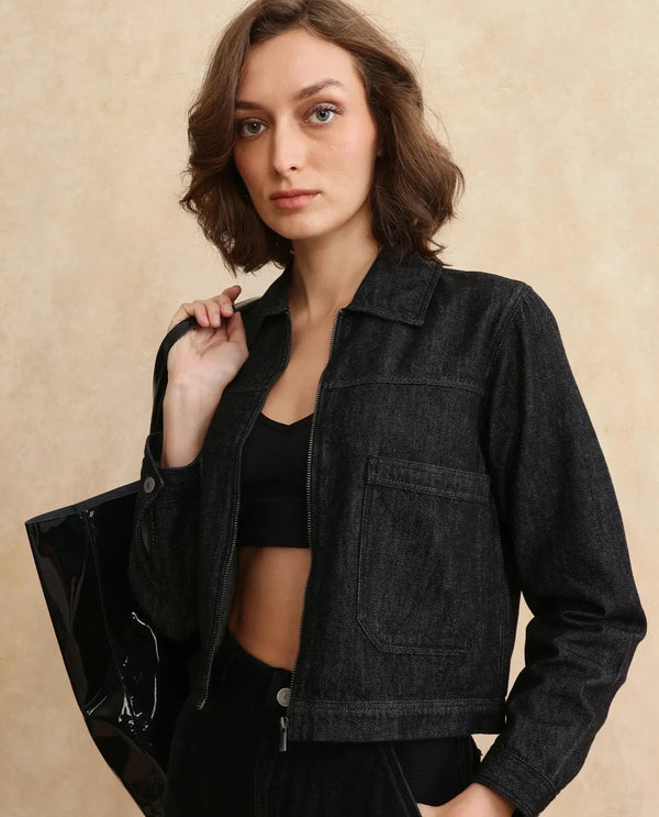 Rareism Women Allin Primary Black Full Sleeve Jacket
