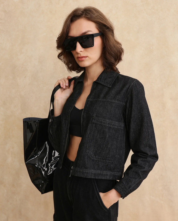 Rareism Women Allin Primary Black Full Sleeve Jacket
