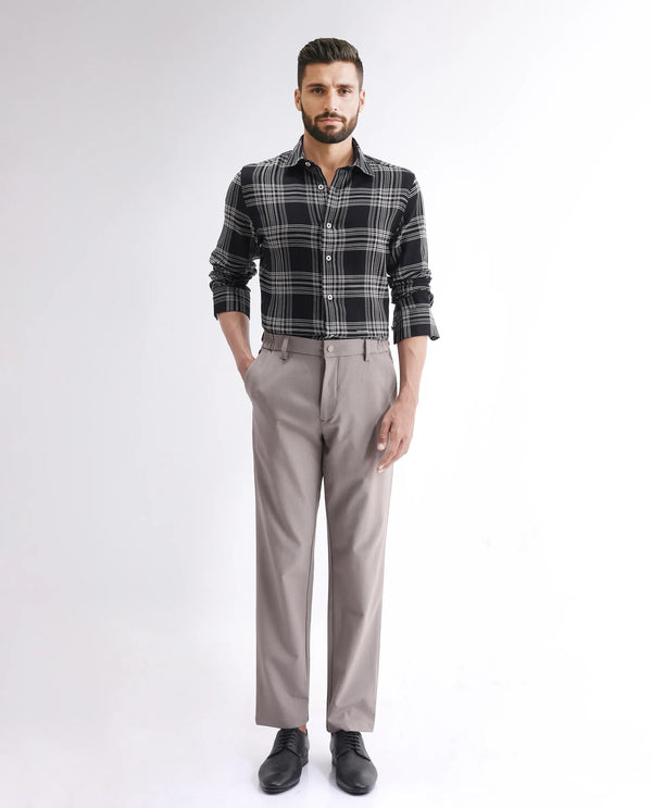 Rare Rabbit Men's Alls Black Cotton Fabric Full Sleeve Collared Neck Button Closure Checked Shirt