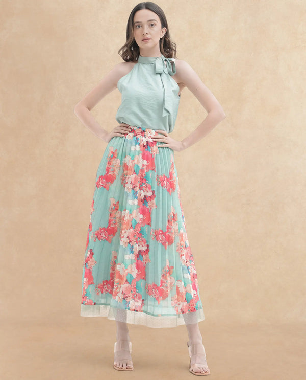 Rareism Women Alvia Multi Polyester Fabric Floral Print Ankle Length Skirt