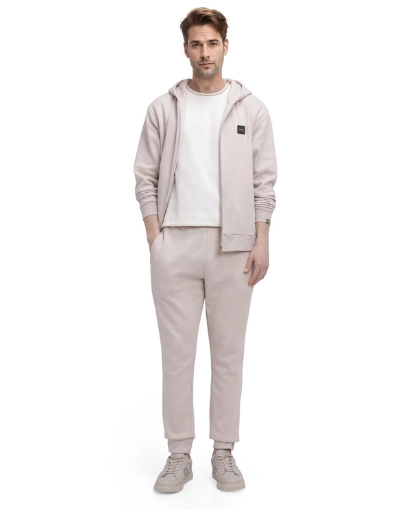 Rare Rabbit Men Ander Off White Drawstring Closure Heavyweight Premium Plain Track Pant