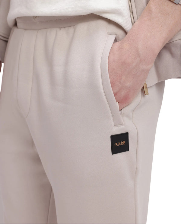 Rare Rabbit Men Ander Off White Drawstring Closure Heavyweight Premium Plain Track Pant