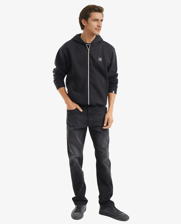 Rare Rabbit Men Anderson-2 Black Full Sleeve Hooded Zipper Closure Plain Sweatshirt