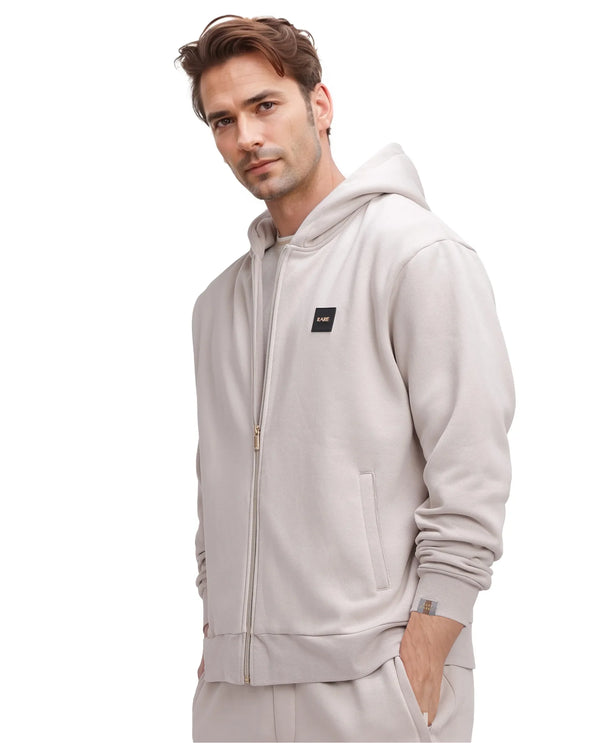 Rare Rabbit Men Anderson-2 Off White Full Sleeve Hooded Zipper Closure Plain Sweatshirt