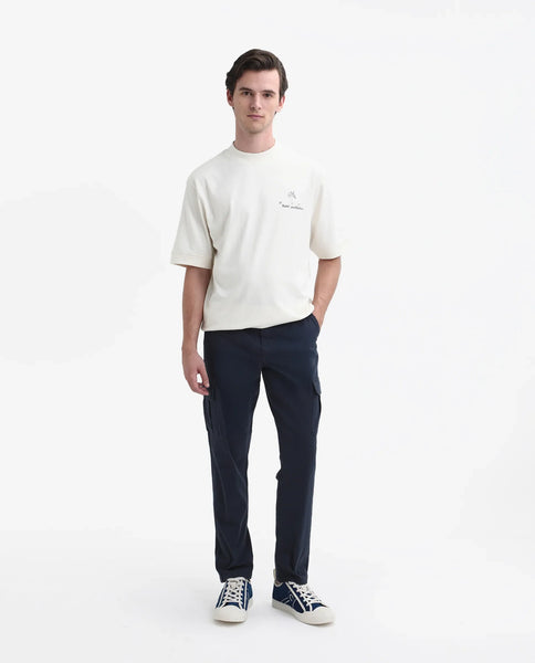 Rare Rabbit Mens Apex Navy Cotton Linen Solid Cargo Style Regular Fit