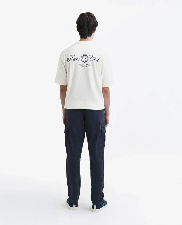 Rare Rabbit Mens Apex Navy Cotton Linen Solid Cargo Style Regular Fit Trouser