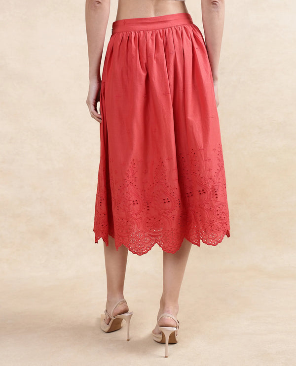 Rareism Women Aracil Rust Zipper Closure Plain Skirt