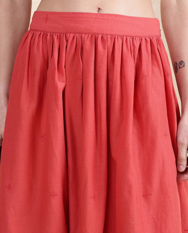 Rareism Women Aracil Rust Zipper Closure Plain Skirt