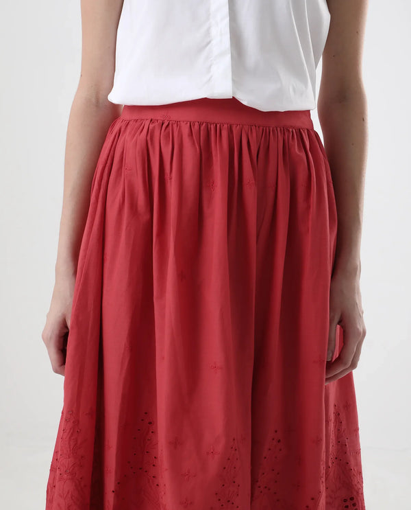 Rareism Women Aracil Rust Zipper Closure Plain Skirt
