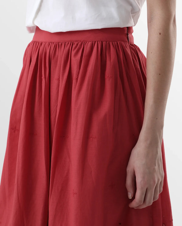 Rareism Women Aracil Rust Zipper Closure Plain Skirt