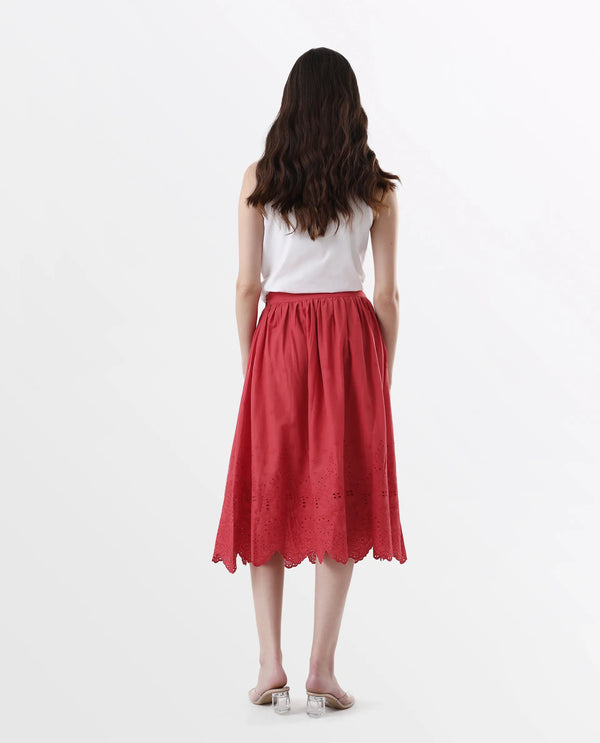 Rareism Women Aracil Rust Zipper Closure Plain Skirt