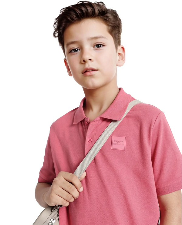 Rare Ones Kids Aran Pink Cotton Short Sleeve Polo Neck Applique Polo