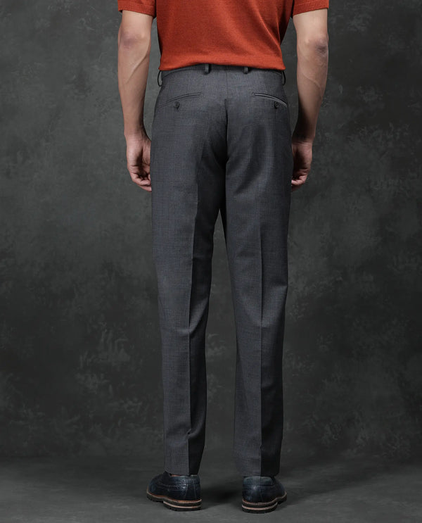 Rare Rabbit Men Arbo Grey Wool Button Closure Regualr Fit Plain Trouser