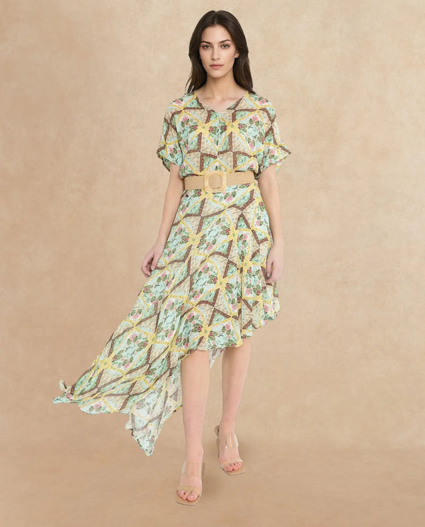 Rareism Women Archibal-B Multi Rayon Fabric Abstract Print Regular Skirt
