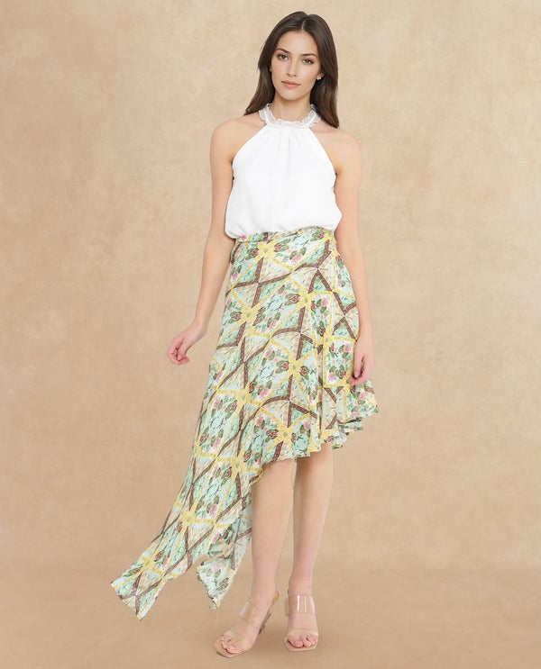 Rareism Women Archibal-B Multi Rayon Fabric Abstract Print Regular Skirt