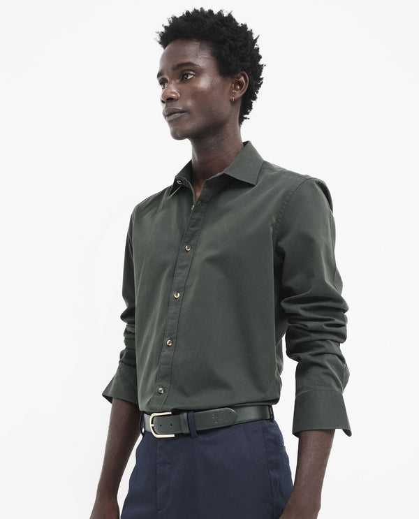 Rare Rabbit Men's Arlet Dark Green Cotton Fabric Full Sleeve Regular Fit Solid Shirt