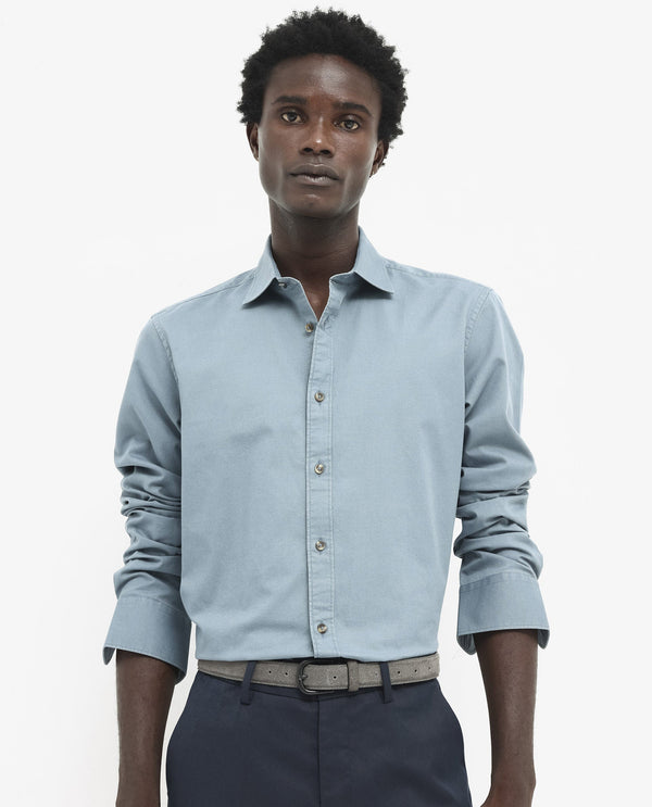 Rare Rabbit Men's Arlet Dusky Blue Cotton Fabric Full Sleeve Regular Fit Solid Shirt