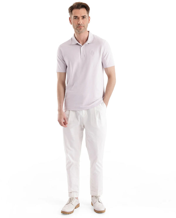 Rare Rabbit Men Aroe Pastel Purple Lycra Pique Fabric Short Sleeve Regular Collared Embroidered Logo Plain Polo