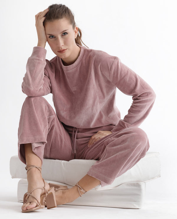 Rareism Articale Women Micolo Dusky Pink Cotton Blend Fabric Full Sleeves Cuffed Sleeve Round Neck Regular Fit Graphic Print Sweatshirt