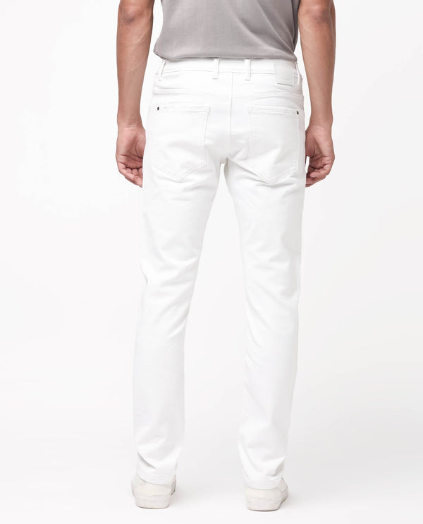 Rare Rabbit Men Astred White Cotton Fabric Mid Rise Slim Fit Rinse Wash Jeans Trouser