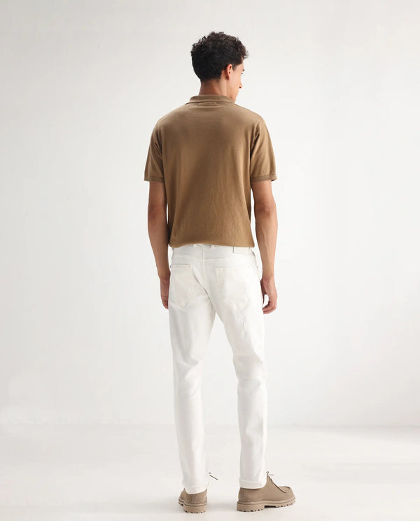 Rare Rabbit Mens Astro White Cotton Mid Rise Elastane Solid Slim Fit Jeans
