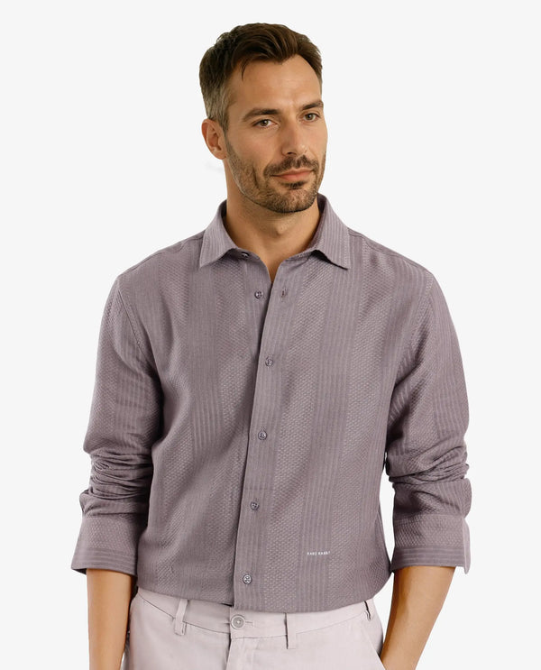 Rare Rabbit Men Aube Dark Brown Cotton Fabric Full Sleeve Slim Fit Plain Shirt