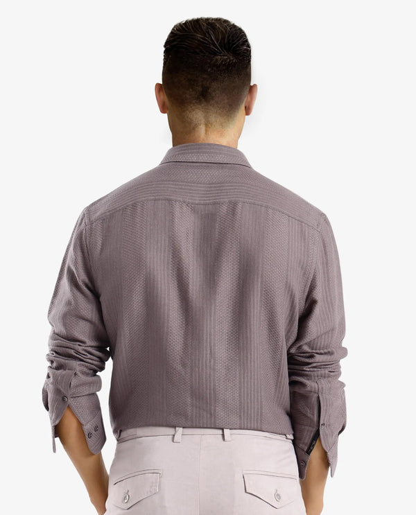 Rare Rabbit Men Aube Dark Brown Cotton Fabric Full Sleeve Slim Fit Plain Shirt