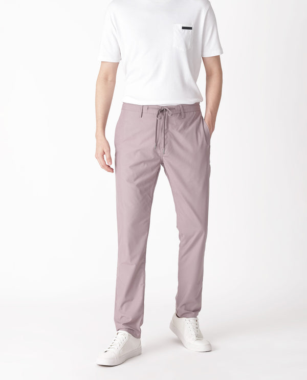 Rare Rabbit Men's Aux Light Purple Solid Mid-Rise Regular Fit With Drawstring And Elastic Waistband Trouser