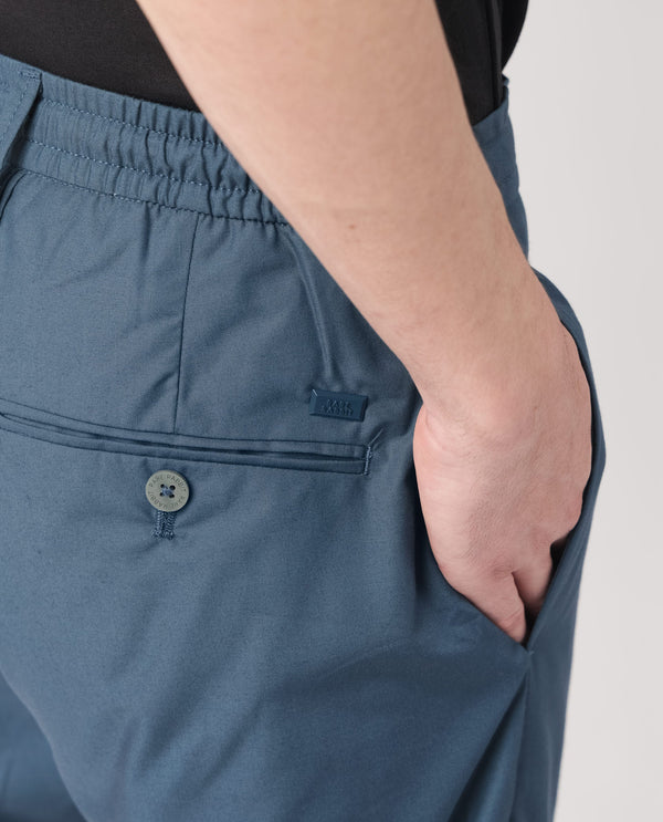 Rare Rabbit Men's Aux Petrol Solid Mid-Rise With Drawstring And Elastic Waistband Regular Fit Trouser