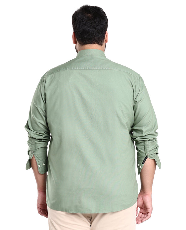 Rare Rabbit Men's Auxfo Green Cotton Fabric Full Sleeves Solid Shirt Plus Size
