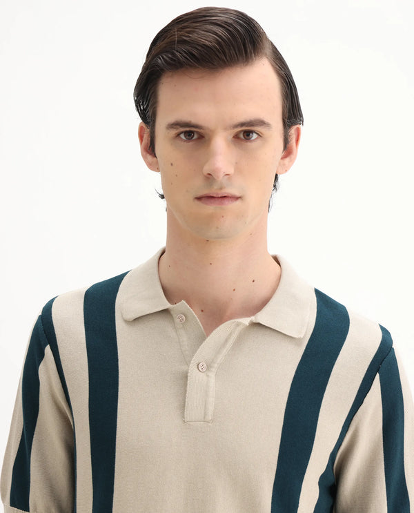 Rare Rabbit Men Axton Light Beige Short Sleeve Collared Neck Plain Polo